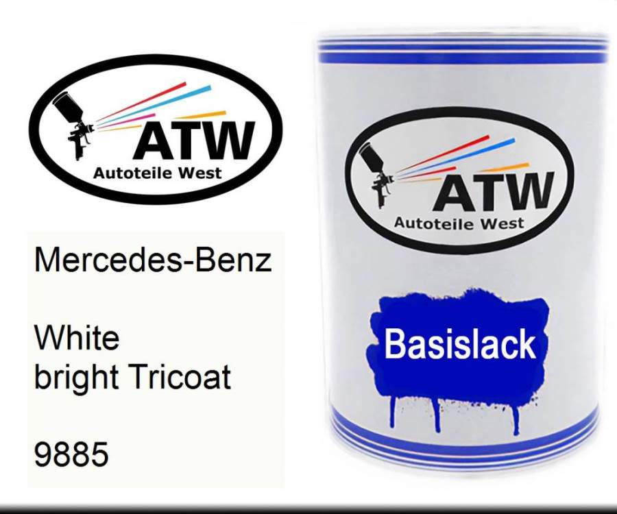 Mercedes-Benz, White bright Tricoat, 9885: 500ml Lackdose, von ATW Autoteile West.